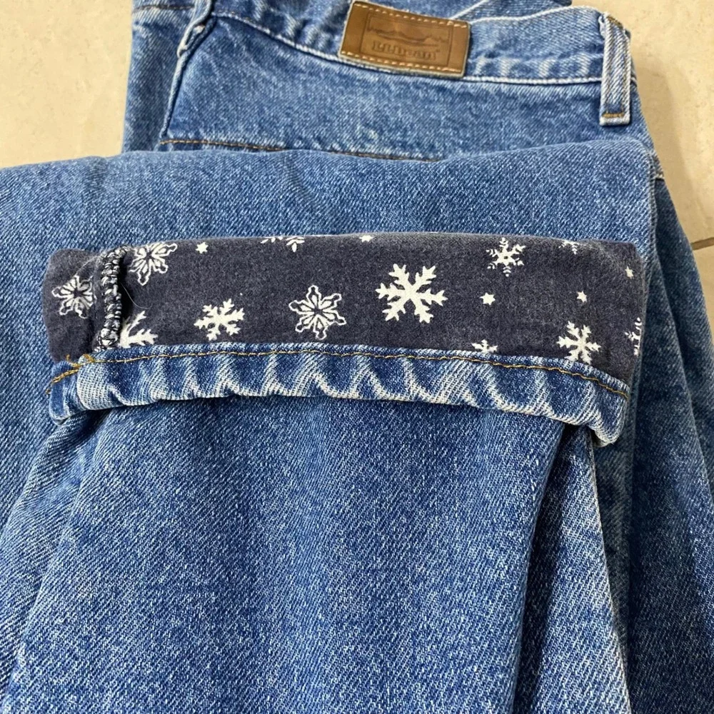 LL Bean Women Jeans Blue Denim Straight Leg Classic Fit Size 16 Medium Insulated